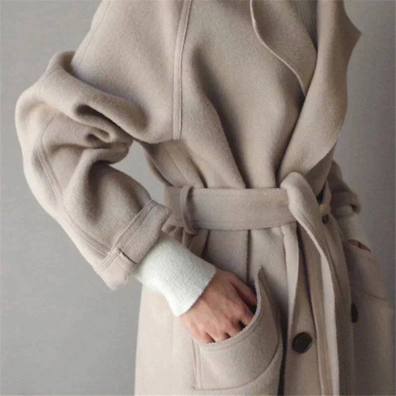 Lange Winterjas Met Dubbele Rij Knopen | Warm