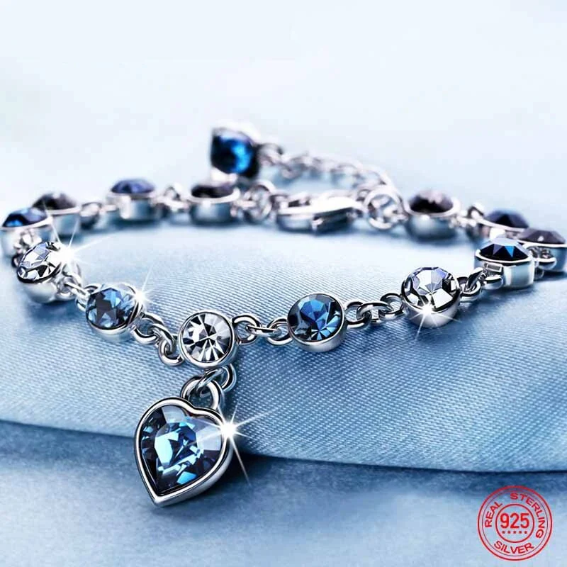 Kristallen Armband Dames – Heart of the Ocean | Blauw Swarovski-Stijl Sieraad