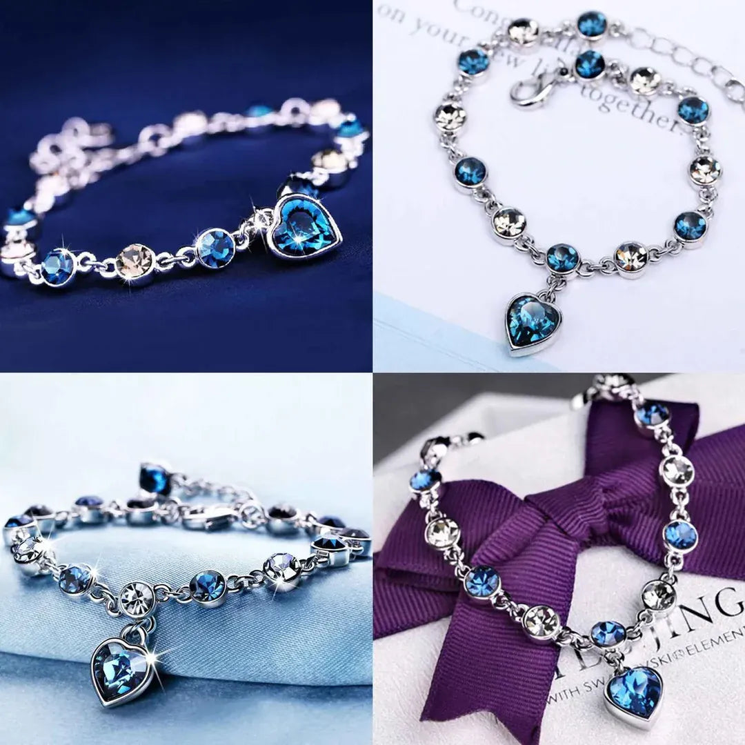Kristallen Armband Dames – Heart of the Ocean | Blauw Swarovski-Stijl Sieraad