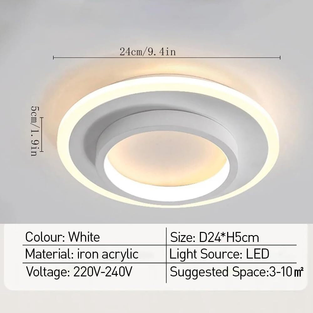 Ronde LED Plafondlamp voor Hal | Metalen & Acryl Designlamp voor Gang of Overloop – HaloPath LED