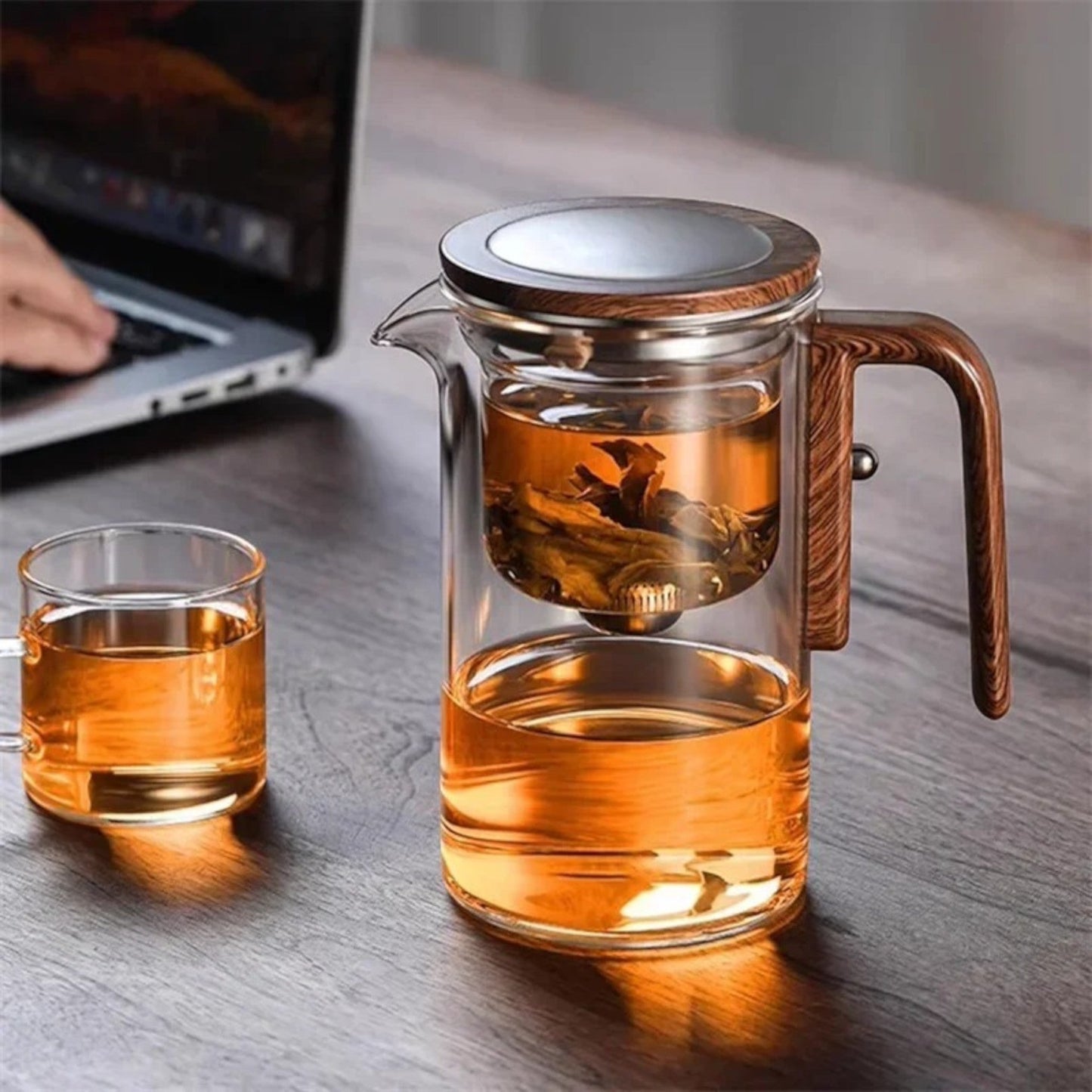 Elegante Glazen Theepot met Infuser – Creatief Ontwerp voor Losse Thee – ZenSteep – Amari