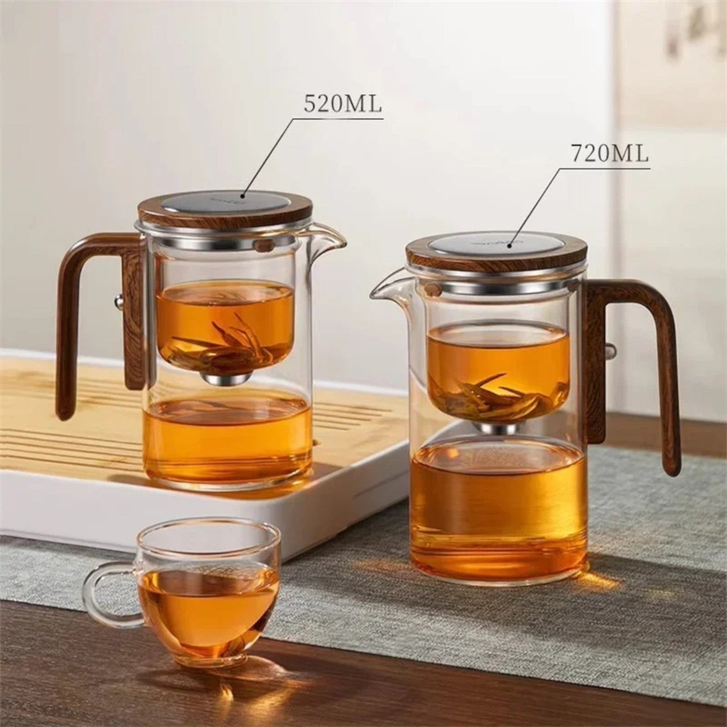 Elegante Glazen Theepot met Infuser – Creatief Ontwerp voor Losse Thee – ZenSteep – Amari