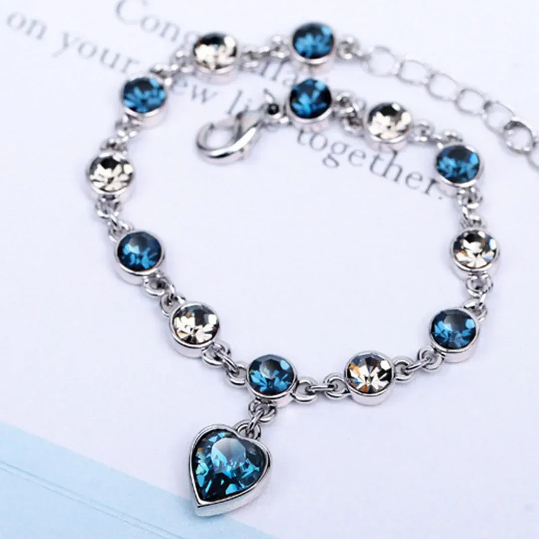 Kristallen Armband Dames – Heart of the Ocean | Blauw Swarovski-Stijl Sieraad