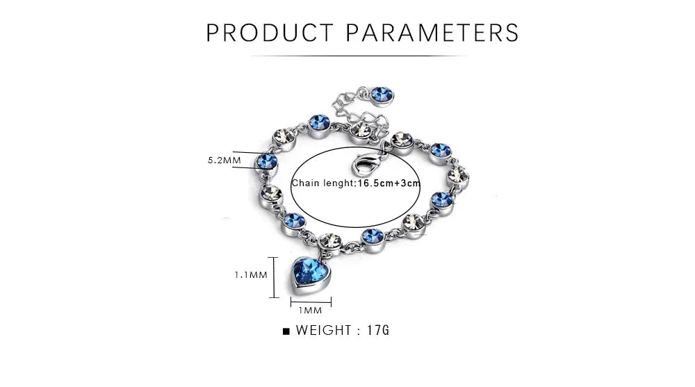 Kristallen Armband Dames – Heart of the Ocean | Blauw Swarovski-Stijl Sieraad
