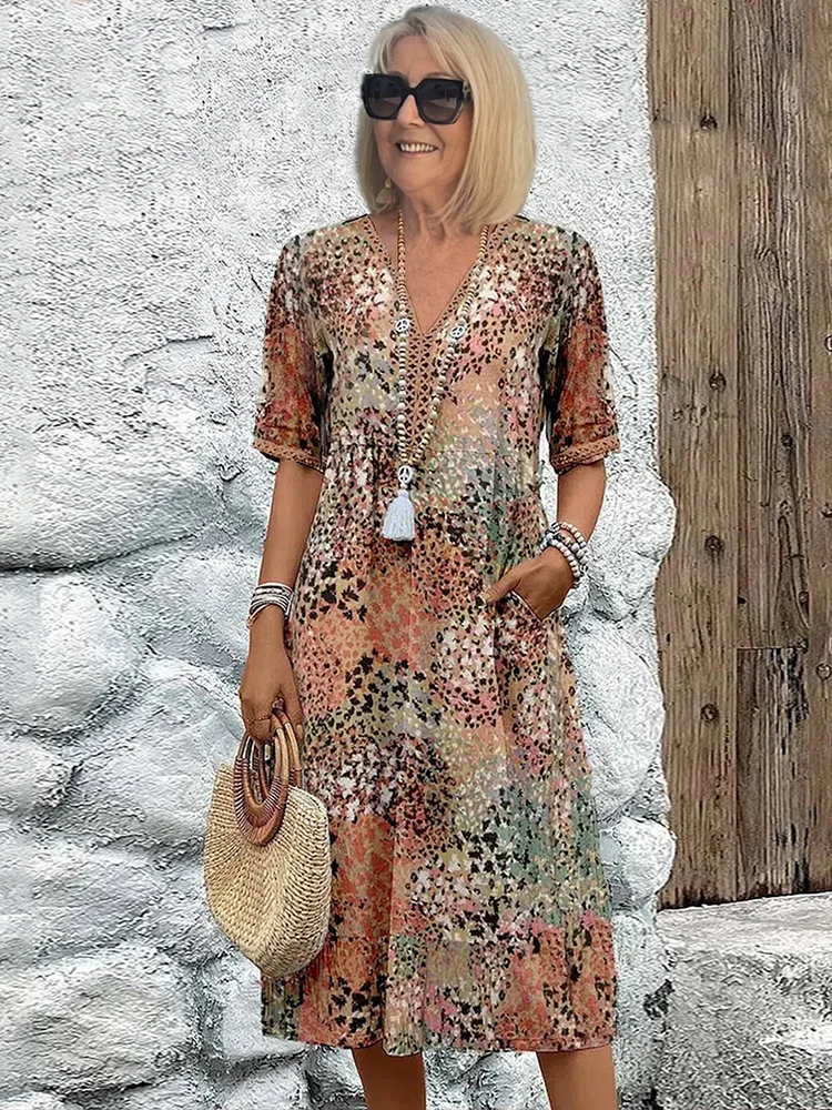 Elegante Midi Jurk met Bloemenprint – Amara
