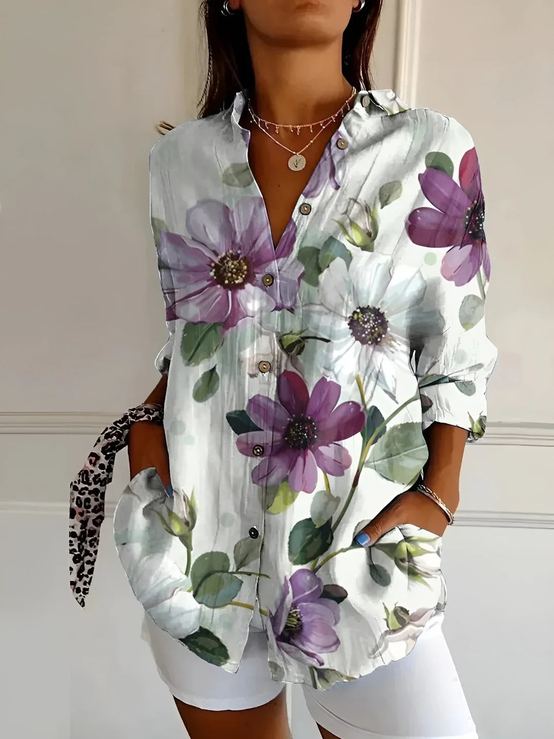 Elegante Damesblouse met Knoopsluiting en Lange Mouwen – Chic & Comfortabel – Eva