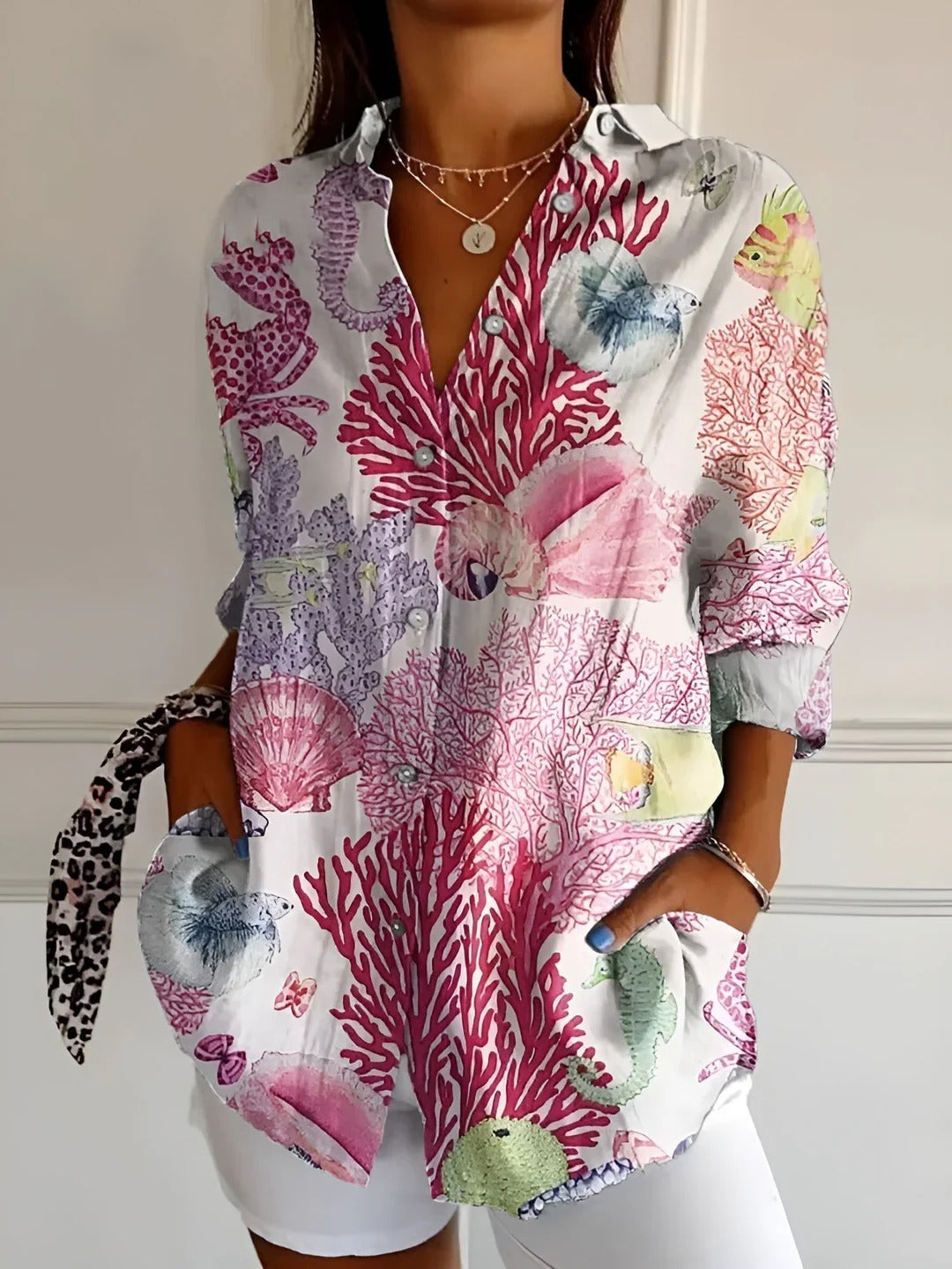 Elegante Damesblouse met Knoopsluiting en Lange Mouwen – Chic & Comfortabel – Eva