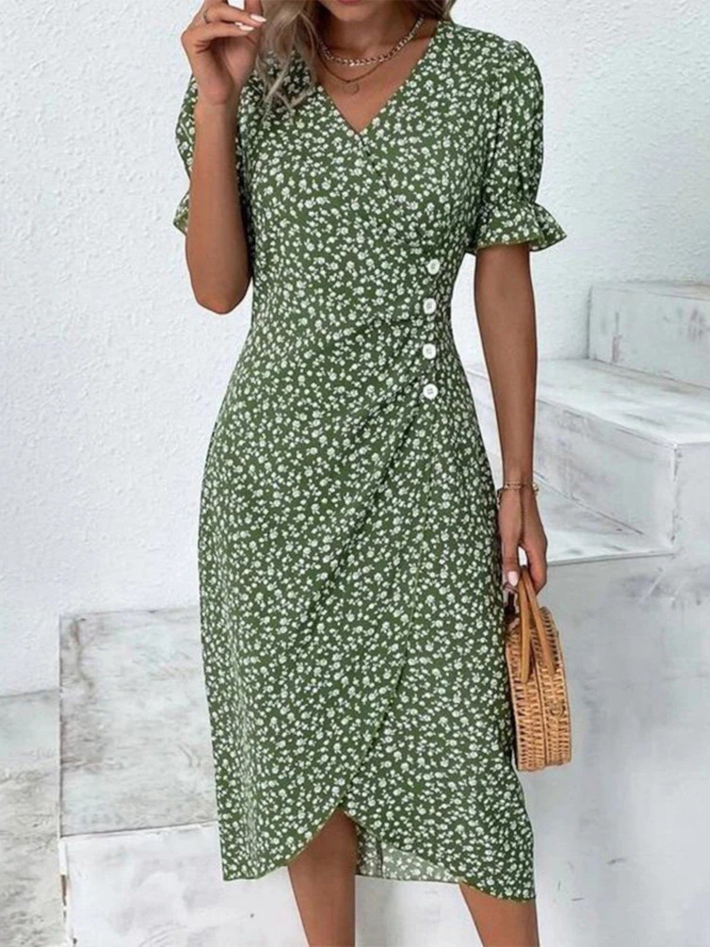 Bloemenprint Jurk met Korte Mouwen – Liora