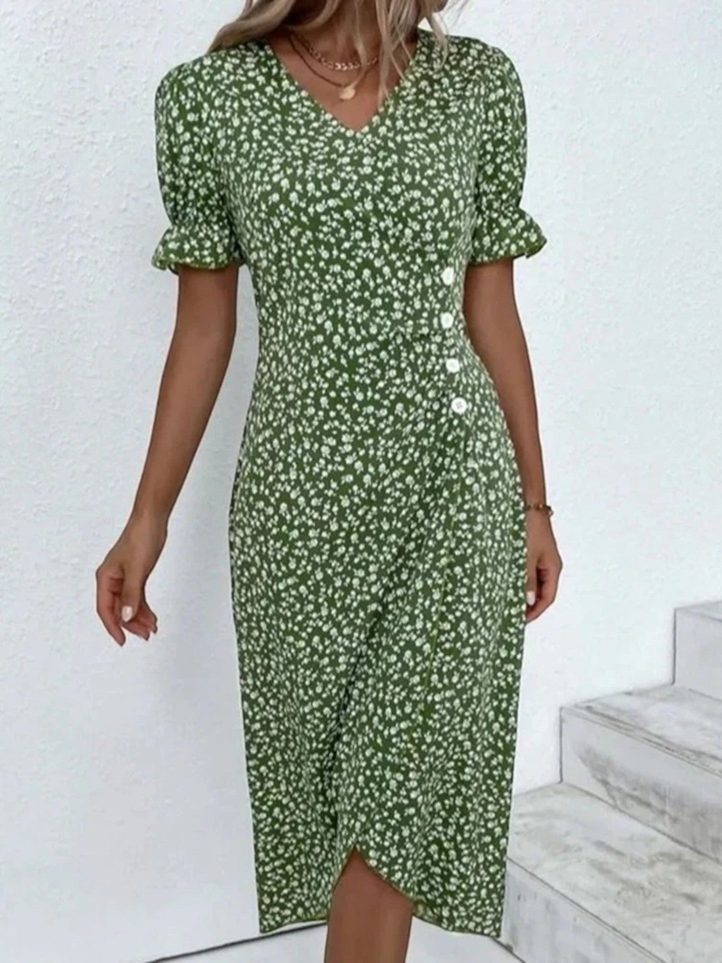 Bloemenprint Jurk met Korte Mouwen – Liora