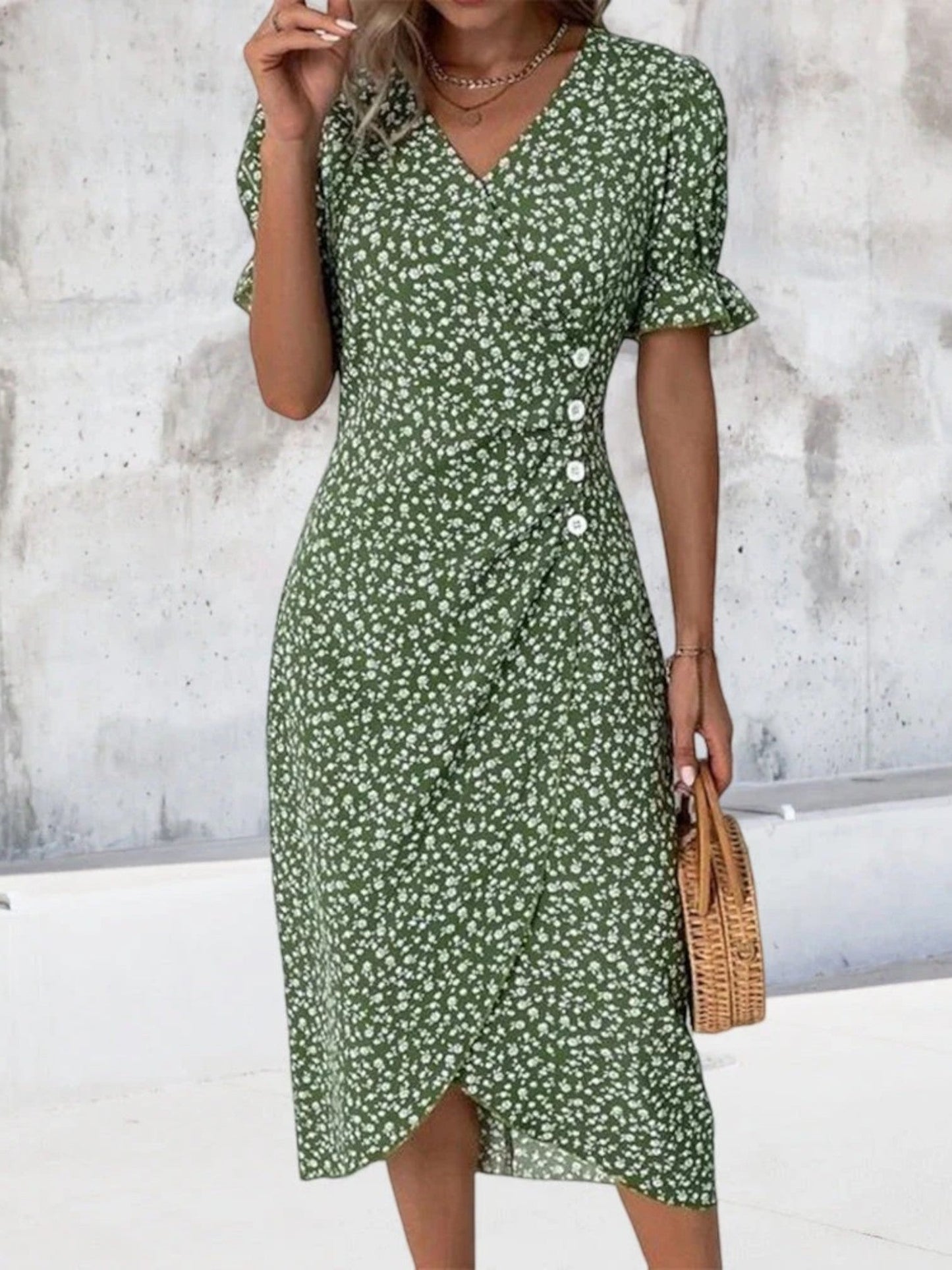 Bloemenprint Jurk met Korte Mouwen – Liora