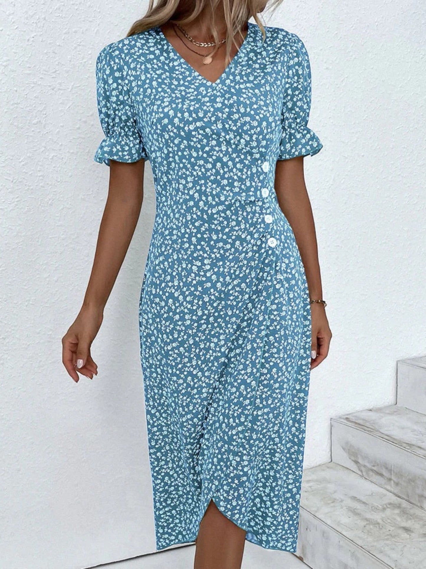 Bloemenprint Jurk met Korte Mouwen – Liora