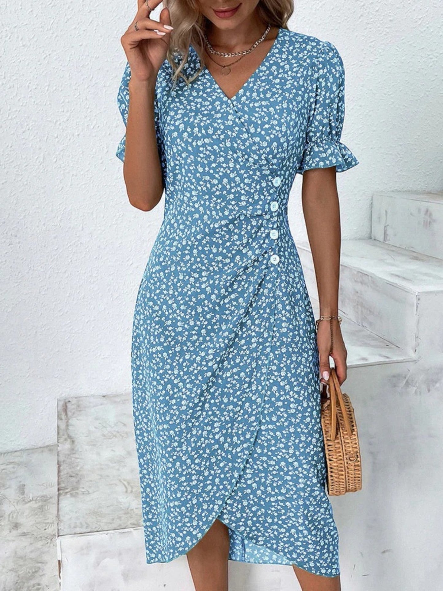 Bloemenprint Jurk met Korte Mouwen – Liora
