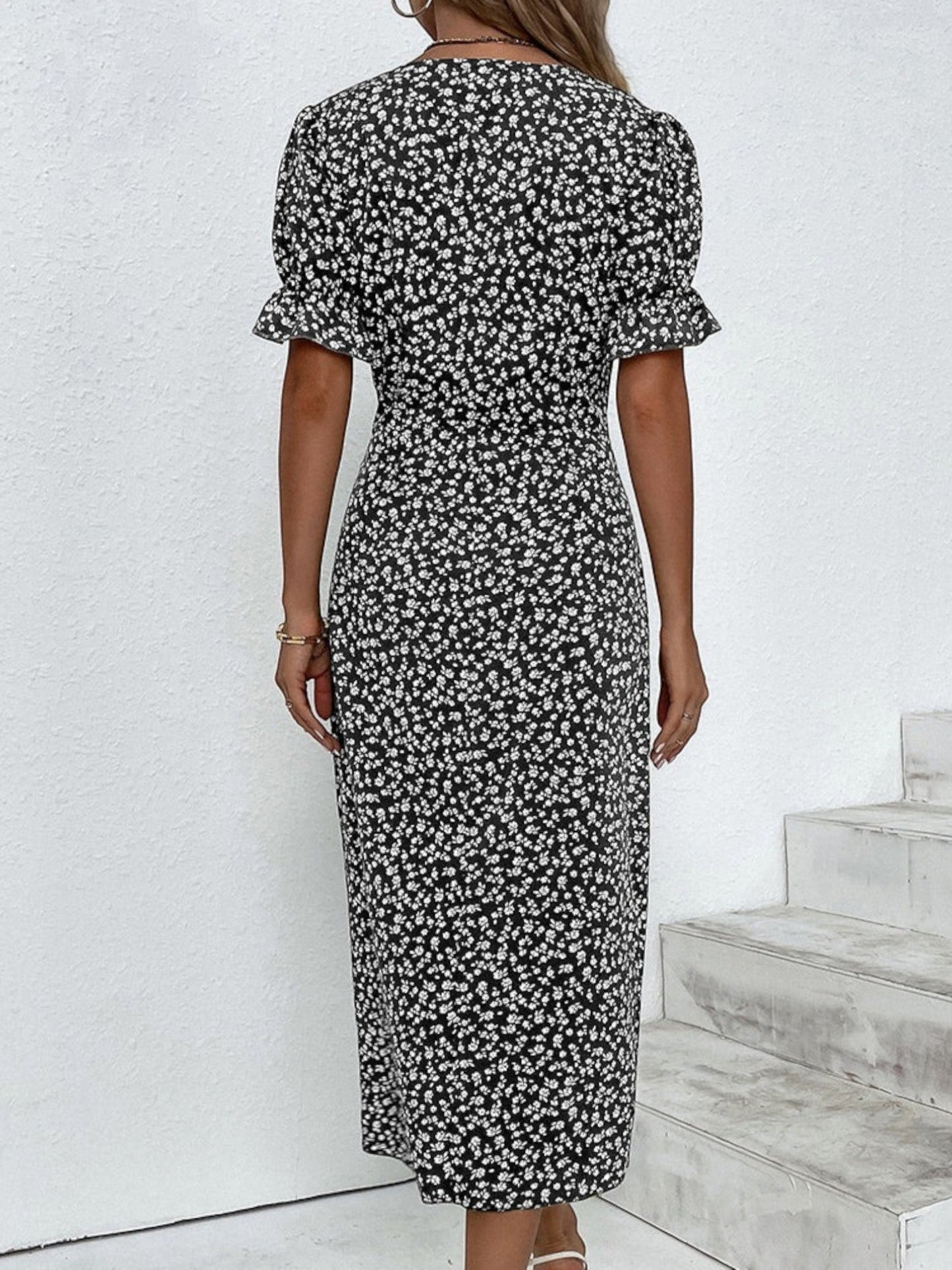 Bloemenprint Jurk met Korte Mouwen – Liora