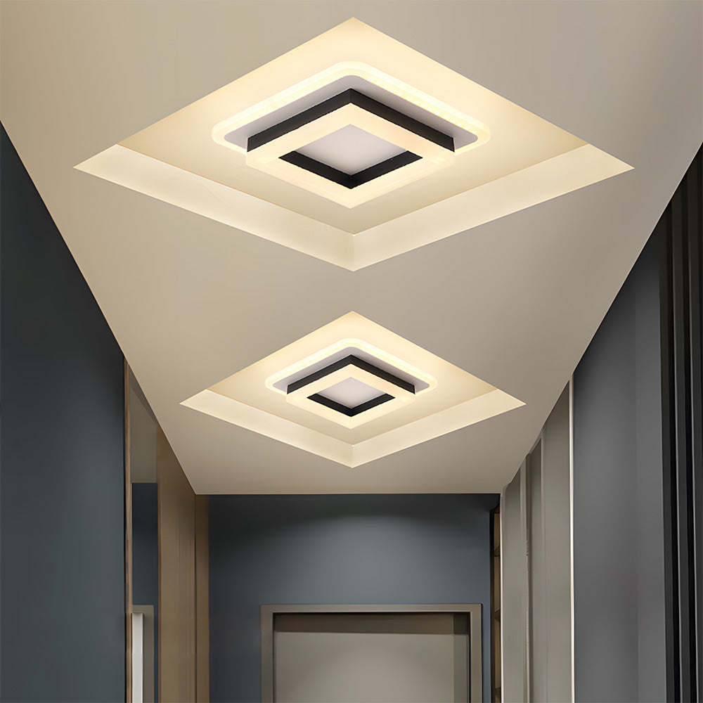 Vierkante LED Plafondlamp voor Hal | Moderne Opbouwlamp voor Gang of Overloop – SquareGlow Hall Light
