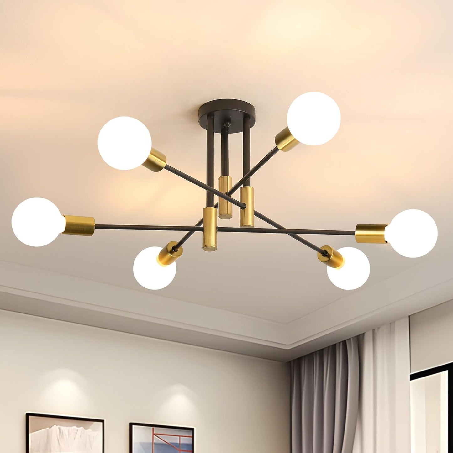 Moderne Zwarte Plafondlamp in Nordic Stijl | Minimalistisch Design voor Woonkamer of Hal – NordBlack Ceiling Light