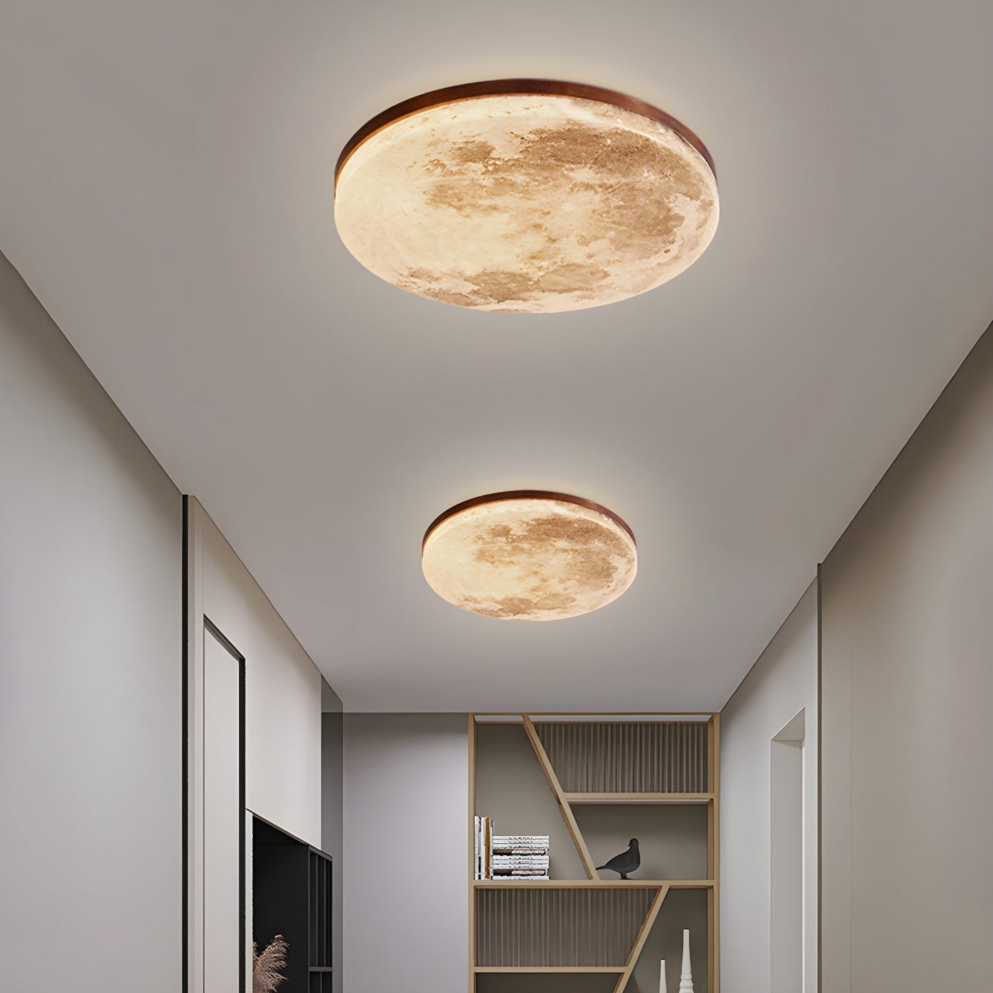 Art Deco Ronde LED Plafondlamp met Maanlicht Effect | Sfeervolle Verlichting voor Woonkamer – LunaDeco Ceiling Light