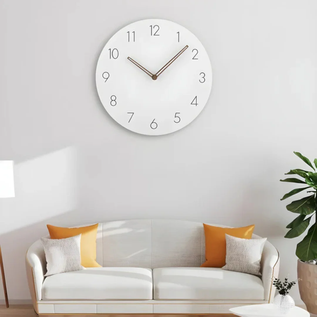 Minimalistische Houten Wandklok | Stijlvolle en Geluidsstille Klok voor Woonkamer of Kantoor – WoodTime Classic