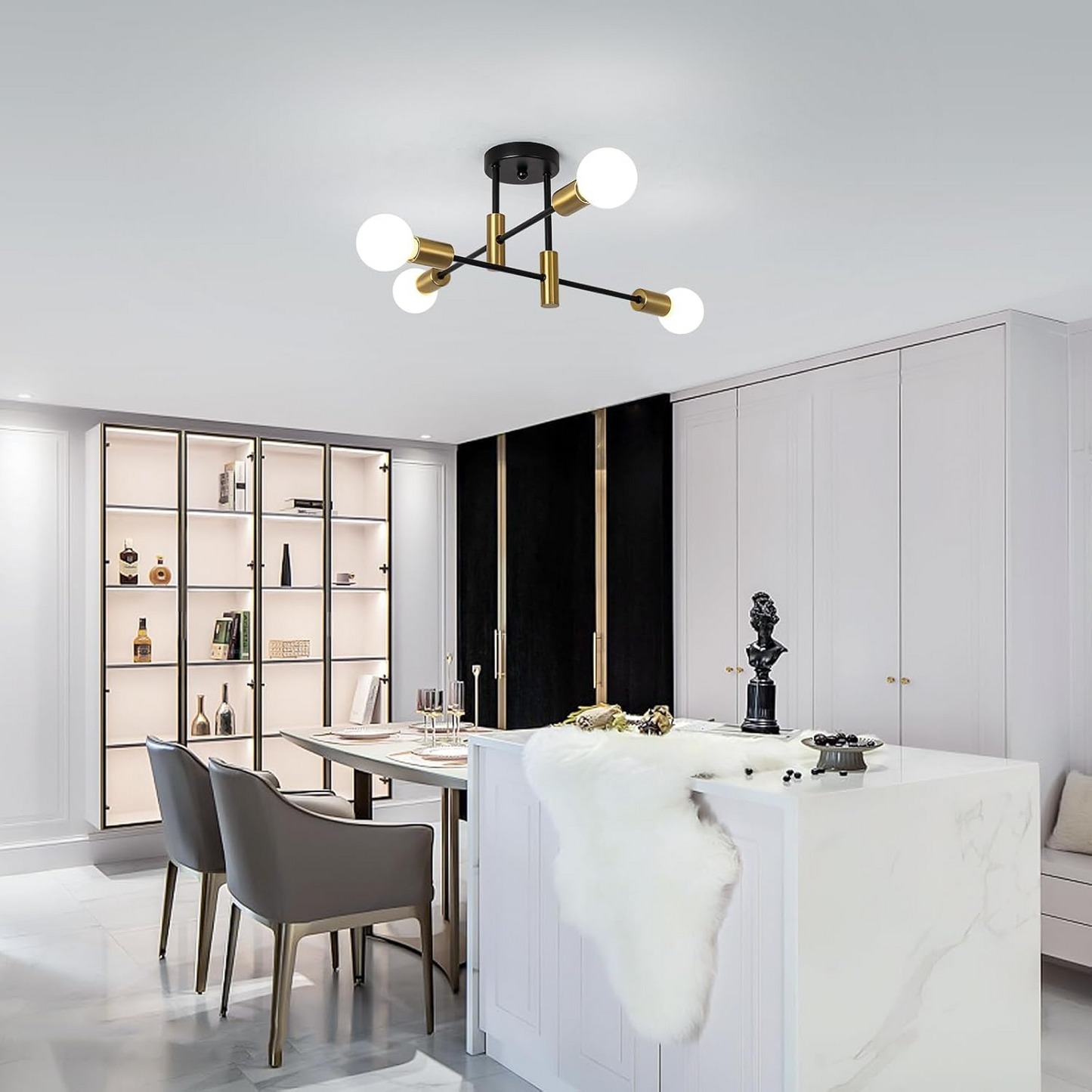 Moderne Zwarte Plafondlamp in Nordic Stijl | Minimalistisch Design voor Woonkamer of Hal – NordBlack Ceiling Light