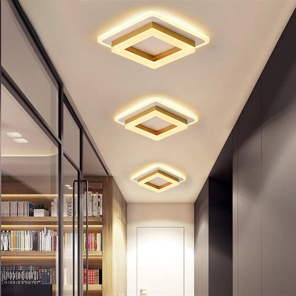 Vierkante LED Plafondlamp voor Hal | Moderne Opbouwlamp voor Gang of Overloop – SquareGlow Hall Light