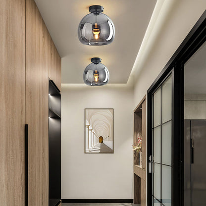 Set van 2 Moderne Koperkleurige Glazen Plafondlampen | Sfeervolle Verlichting voor Hal of Overloop – CopperGlow Duo
