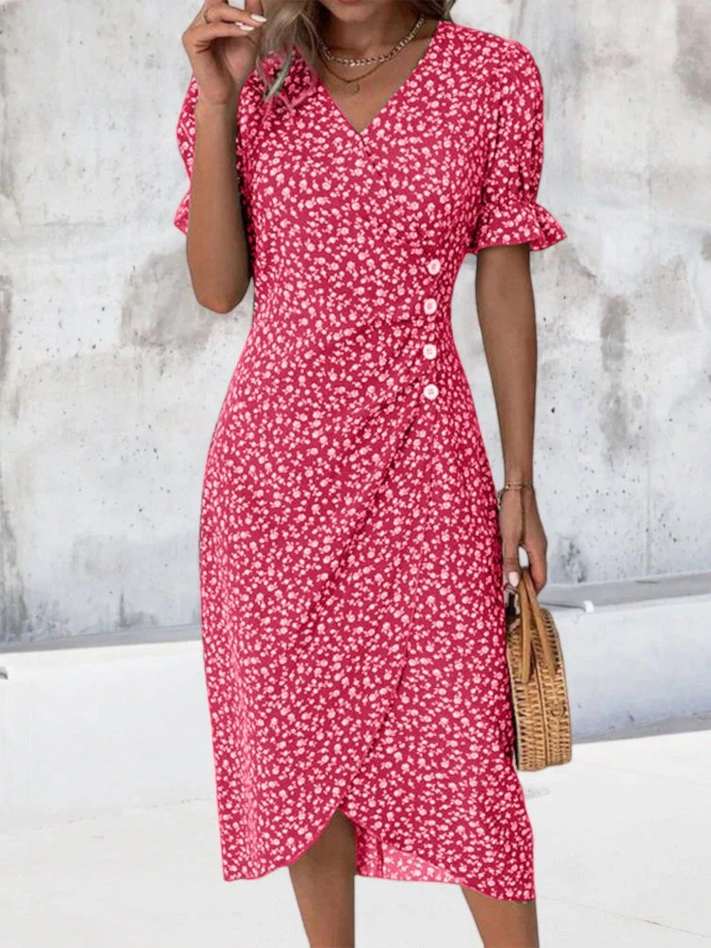 Bloemenprint Jurk met Korte Mouwen – Liora