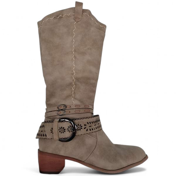WesternChic Dames Cowboylaarzen – Vintage Kniehoge Laarzen met Zijrits & Trendy Design