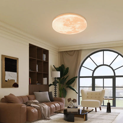Art Deco Ronde LED Plafondlamp met Maanlicht Effect | Sfeervolle Verlichting voor Woonkamer – LunaDeco Ceiling Light