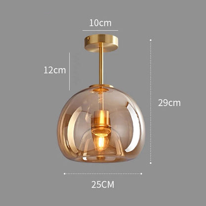 Set van 2 Moderne Koperkleurige Glazen Plafondlampen | Sfeervolle Verlichting voor Hal of Overloop – CopperGlow Duo
