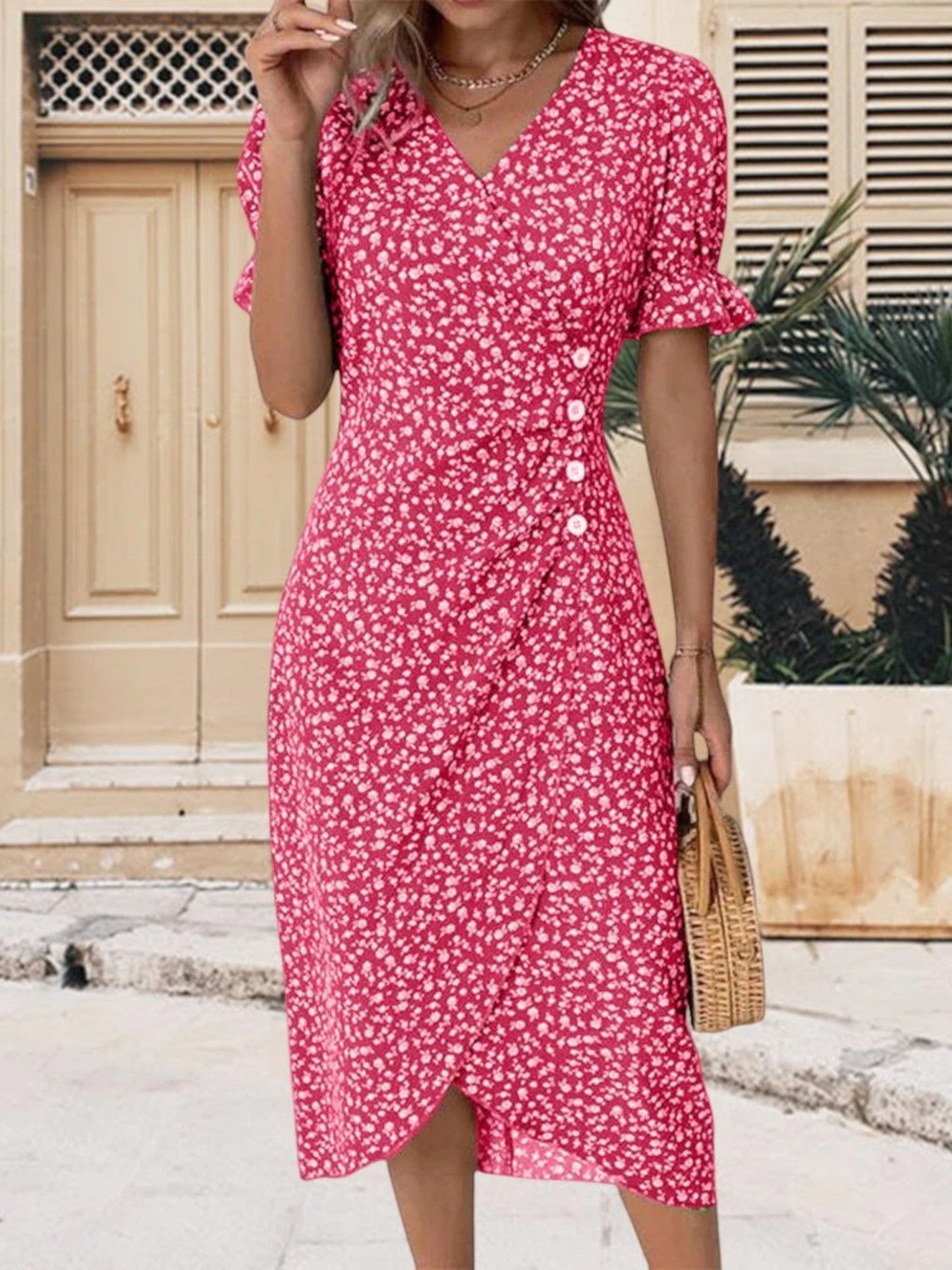 Bloemenprint Jurk met Korte Mouwen – Liora