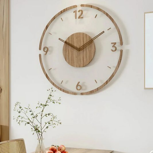 Grote Wandklok van Acryl en Hout | Stijlvolle Designklok voor Woonkamer of Kantoor