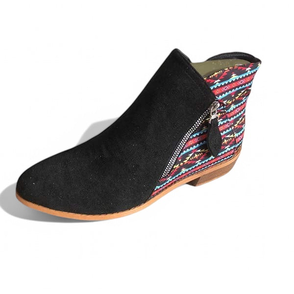 Nova Dames Enkellaarsjes – Leren Ankle Boots met Chunky Hak & Zijrits