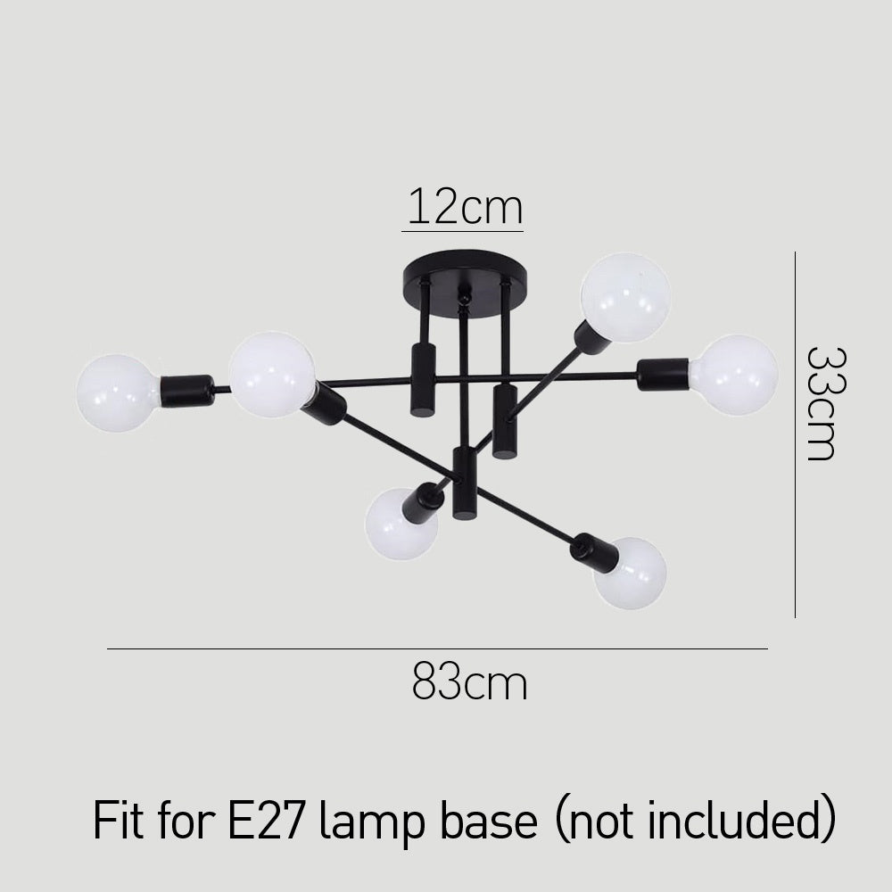 Moderne Zwarte Plafondlamp in Nordic Stijl | Minimalistisch Design voor Woonkamer of Hal – NordBlack Ceiling Light