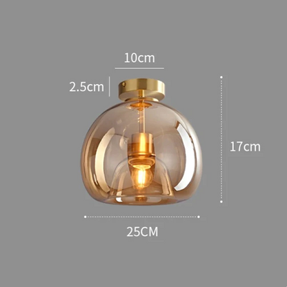 Set van 2 Moderne Koperkleurige Glazen Plafondlampen | Sfeervolle Verlichting voor Hal of Overloop – CopperGlow Duo