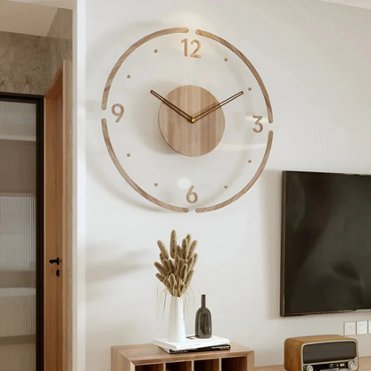 Grote Wandklok van Acryl en Hout | Stijlvolle Designklok voor Woonkamer of Kantoor