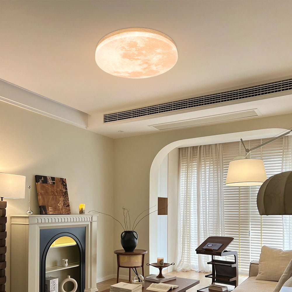 Art Deco Ronde LED Plafondlamp met Maanlicht Effect | Sfeervolle Verlichting voor Woonkamer – LunaDeco Ceiling Light