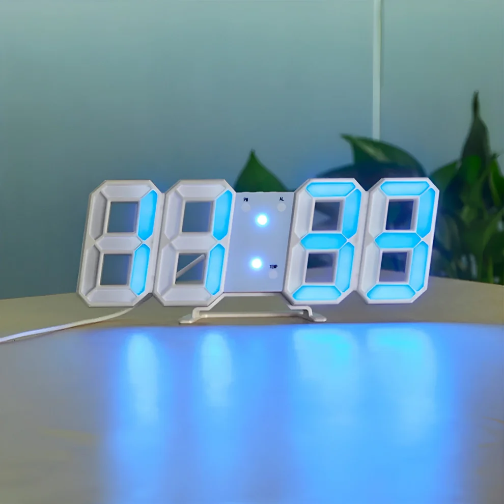 Moderne 3D LED Digitale Wandklok | Grote Dimbare Klok met Tijd-, Datum- en Temperatuurweergave – TimeView 3D