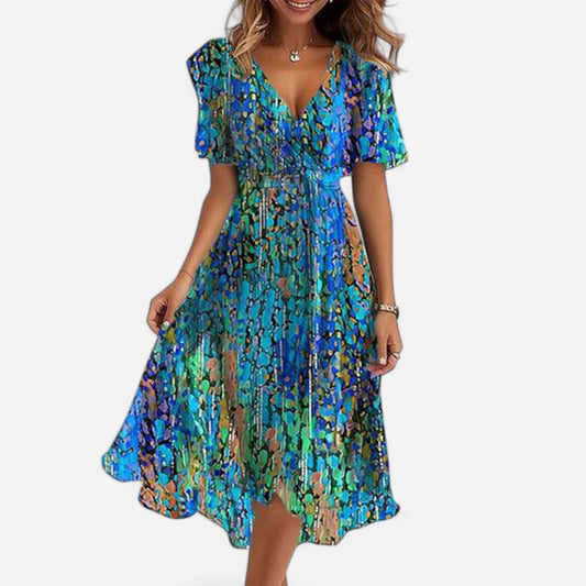 Stijlvolle Blauwe Midi Zomerjurk – Bondi