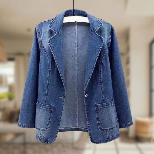 Casual Denim Blazer | Enkele Knoop