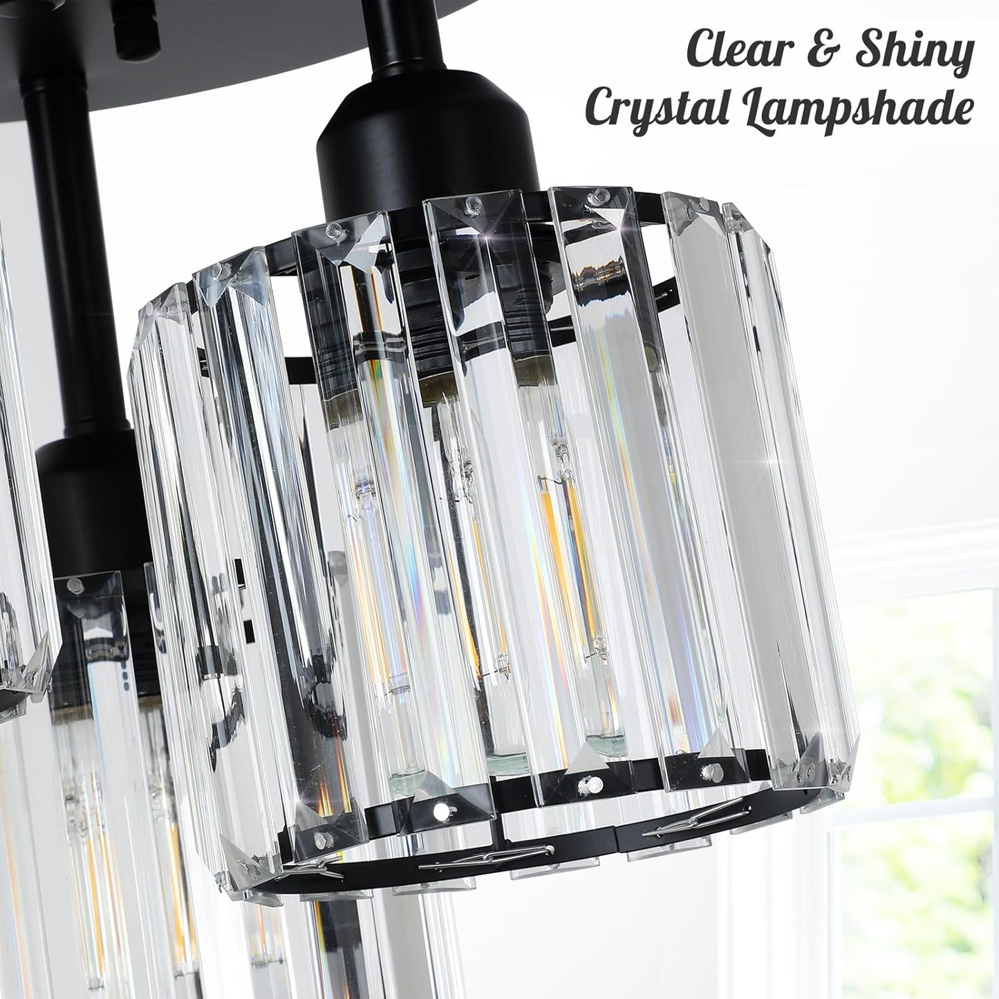 Moderne Kristallen Semi-Flush Plafondlamp | Sfeervolle LED Verlichting voor Slaapkamer – CrystalGlow Ceiling Light
