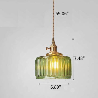 Vintage Cilindervormige Glazen Hanglamp | Elegante Retro Pendellamp voor Eettafel of Hal – GlassCyl Vintage