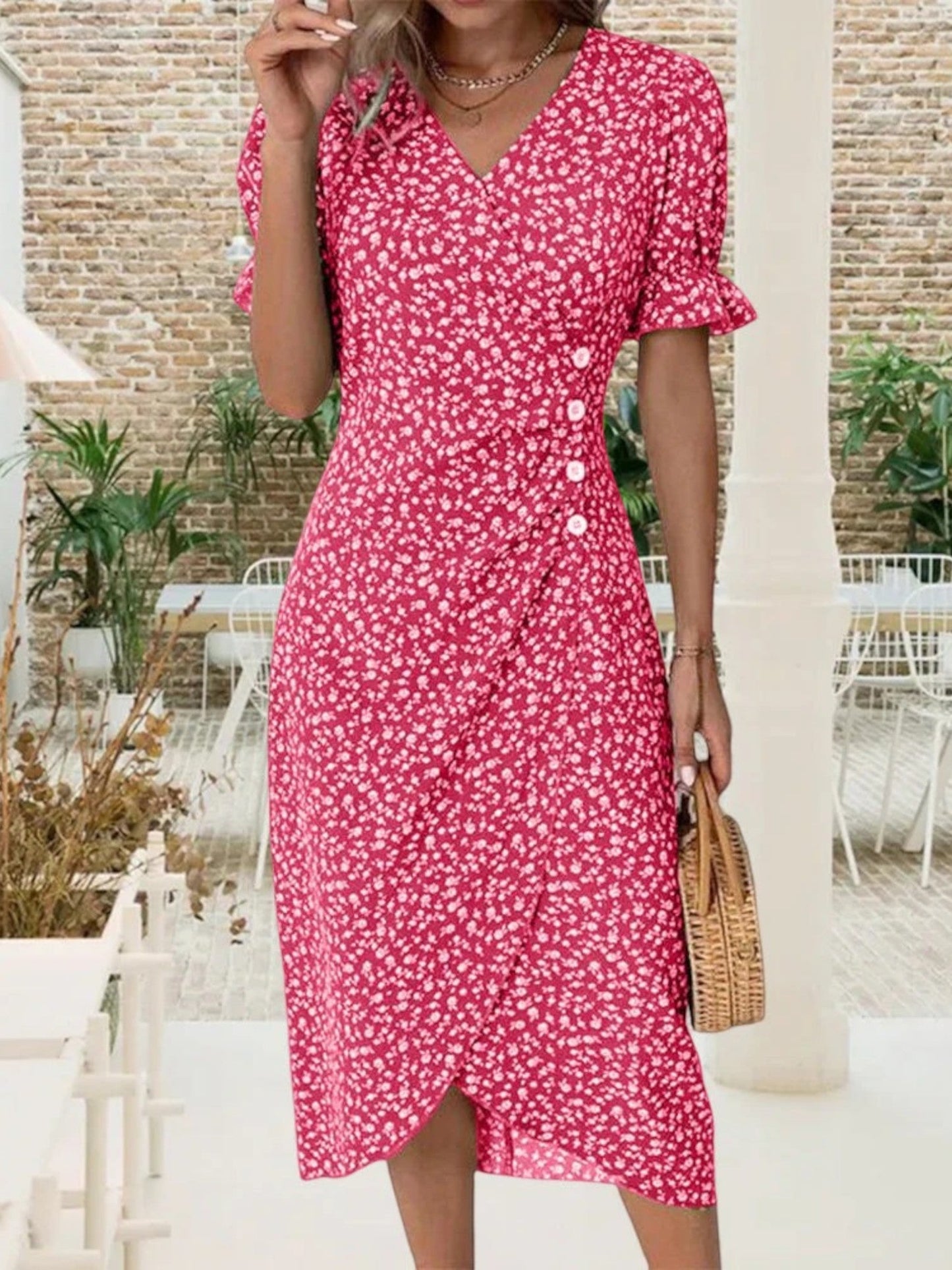 Bloemenprint Jurk met Korte Mouwen – Liora