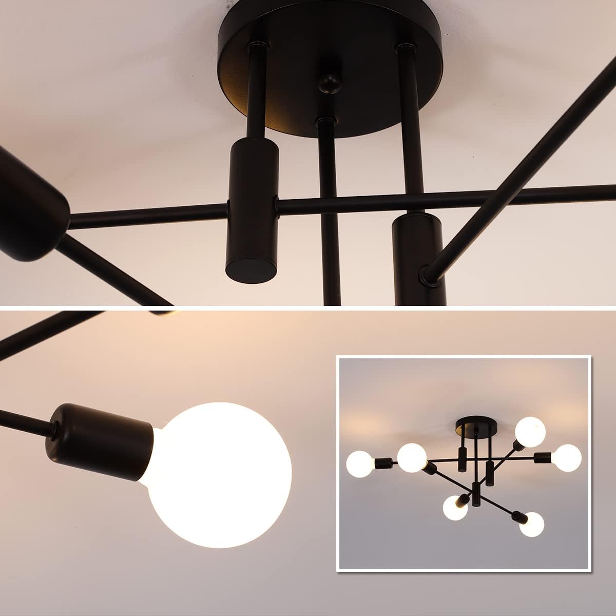 Moderne Zwarte Plafondlamp in Nordic Stijl | Minimalistisch Design voor Woonkamer of Hal – NordBlack Ceiling Light