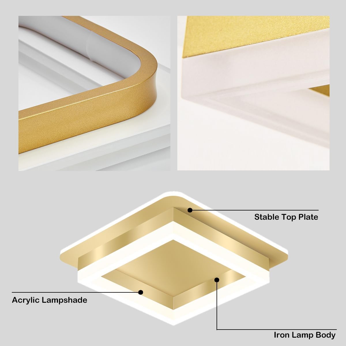 Vierkante LED Plafondlamp voor Hal | Moderne Opbouwlamp voor Gang of Overloop – SquareGlow Hall Light