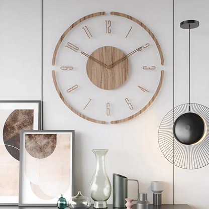 Grote Wandklok van Acryl en Hout | Stijlvolle Designklok voor Woonkamer of Kantoor