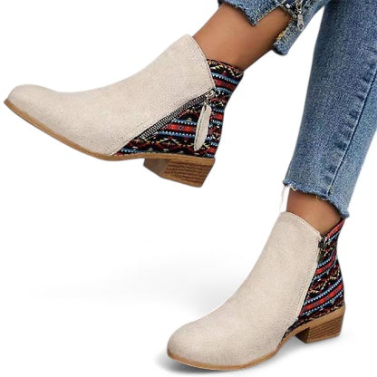Nova Dames Enkellaarsjes – Leren Ankle Boots met Chunky Hak & Zijrits