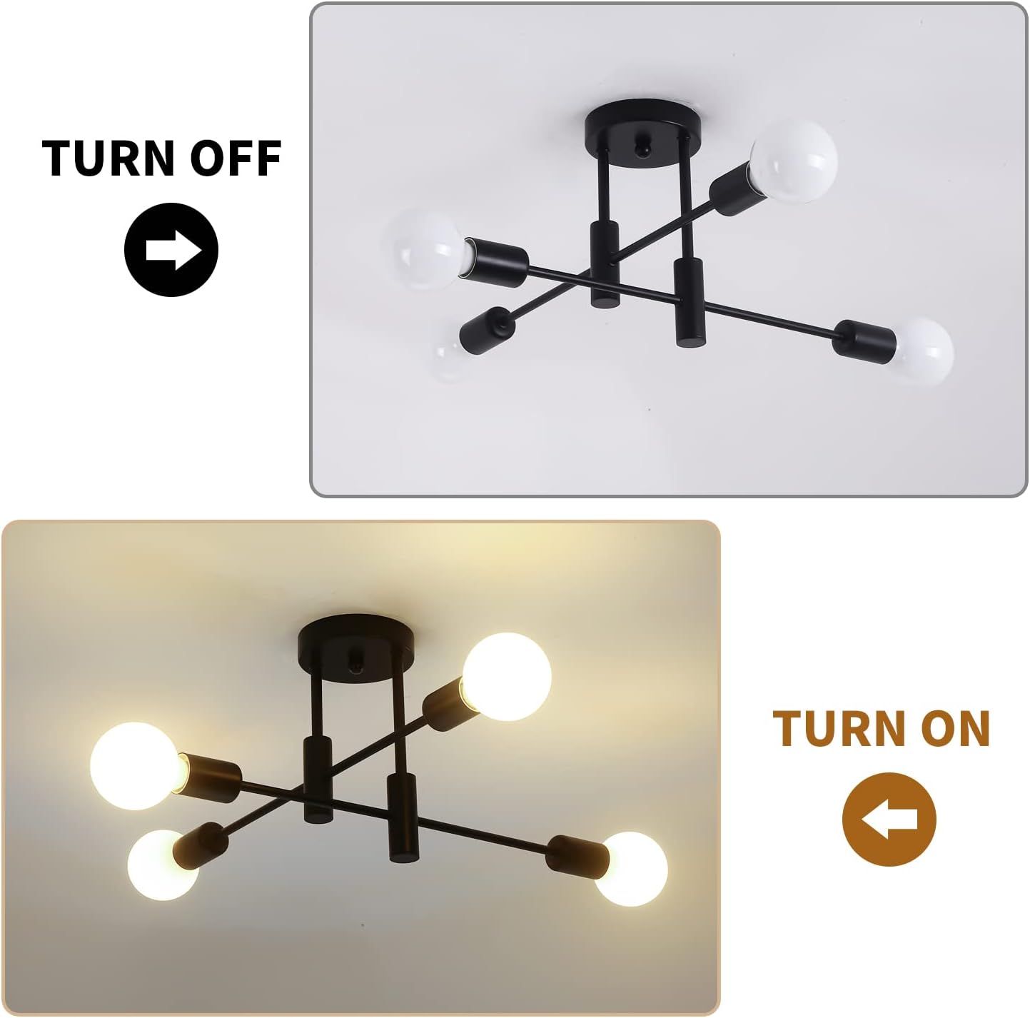 Moderne Zwarte Plafondlamp in Nordic Stijl | Minimalistisch Design voor Woonkamer of Hal – NordBlack Ceiling Light