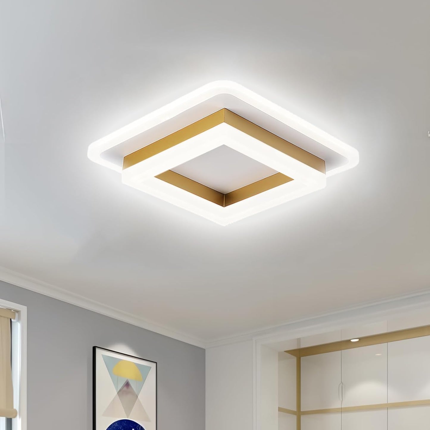 Vierkante LED Plafondlamp voor Hal | Moderne Opbouwlamp voor Gang of Overloop – SquareGlow Hall Light
