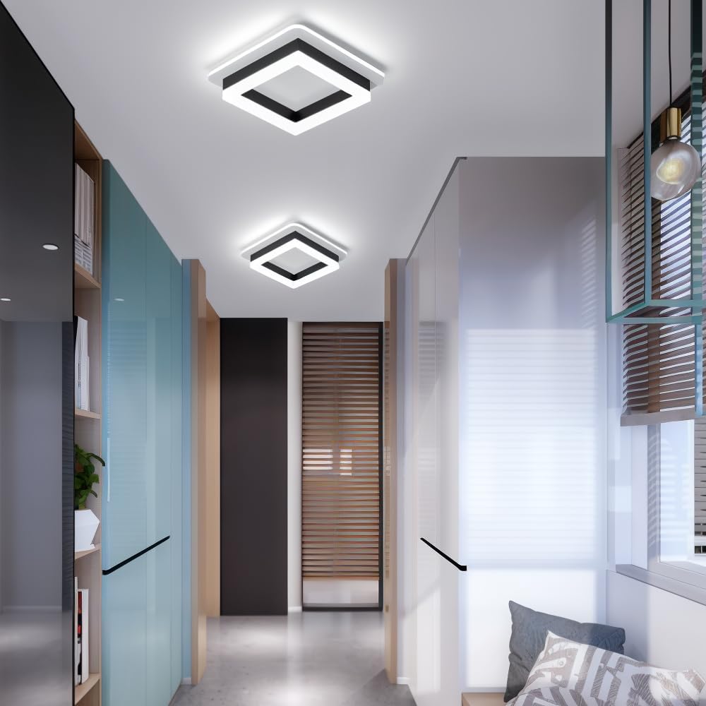 Vierkante LED Plafondlamp voor Hal | Moderne Opbouwlamp voor Gang of Overloop – SquareGlow Hall Light