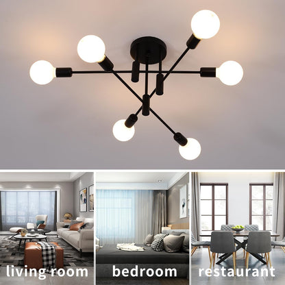Moderne Zwarte Plafondlamp in Nordic Stijl | Minimalistisch Design voor Woonkamer of Hal – NordBlack Ceiling Light