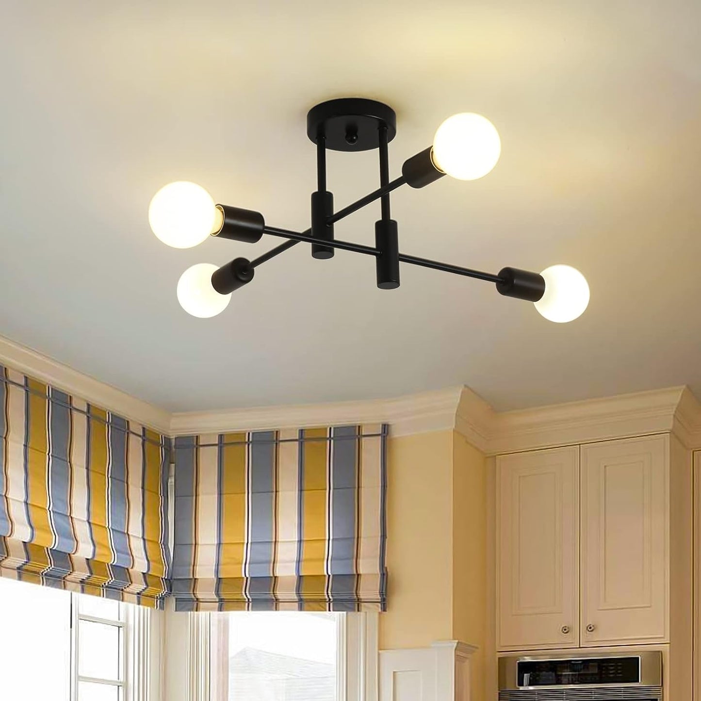 Moderne Zwarte Plafondlamp in Nordic Stijl | Minimalistisch Design voor Woonkamer of Hal – NordBlack Ceiling Light